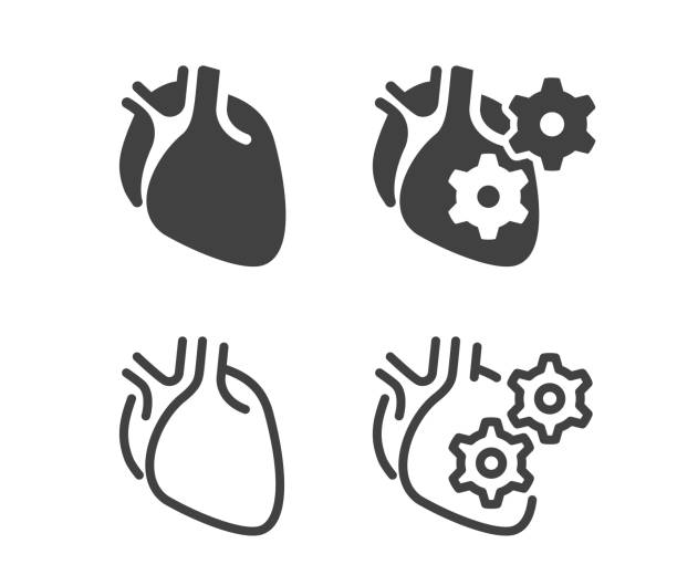 кардиология - иллюстрация иконки - pain heart attack heart shape healthcare and medicine stock illustrations