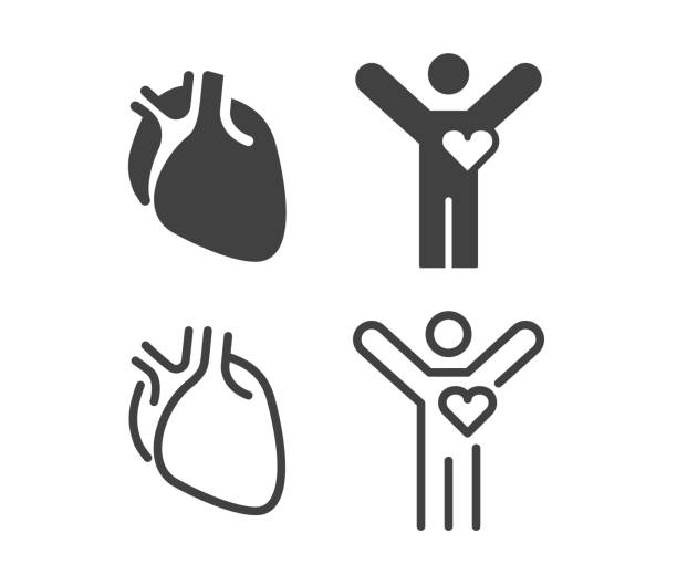 illustrazioni stock, clip art, cartoni animati e icone di tendenza di cardiologia - icone dell'illustrazione - pain heart attack heart shape healthcare and medicine