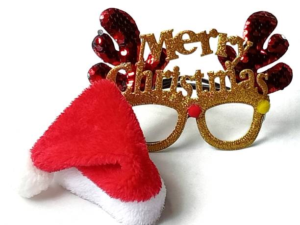 istock Fancy gold antler glasses and Santa clause hat. 1732903386
