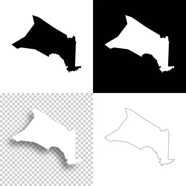Vector illustration of Jones County, North Carolina. Maps for design. Blank, white and black backgrounds