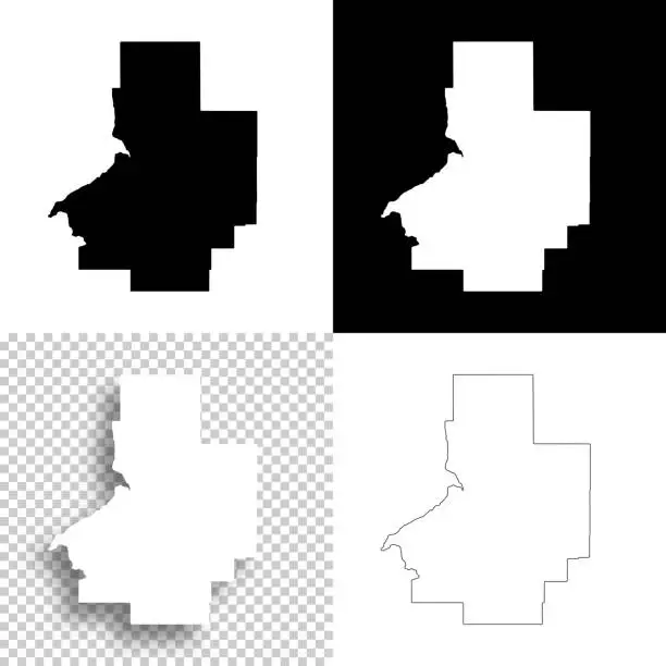 Vector illustration of Butte County, Idaho. Maps for design. Blank, white and black backgrounds