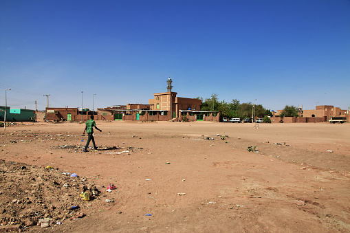 Khartoum, Sudan - 18 Feb 2017: The small village on Nile river in Khartoum, Sudan