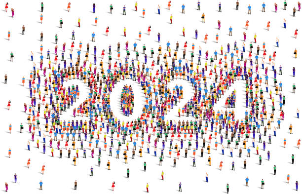 istock Happy New Year 2024. A Large group of people form to create 2024. Vector illustration. 1732973013