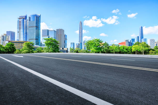 istock Shenzhen city skyline and clean asphalt road background 1733016176