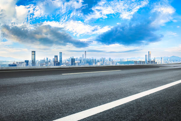 istock Shenzhen city skyline and clean asphalt road background 1733019247