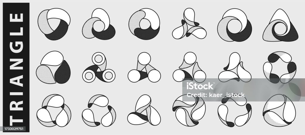 Overlapping Signs Triangle Logos Set Yin And Yang Overlapping Emblems Optical ...