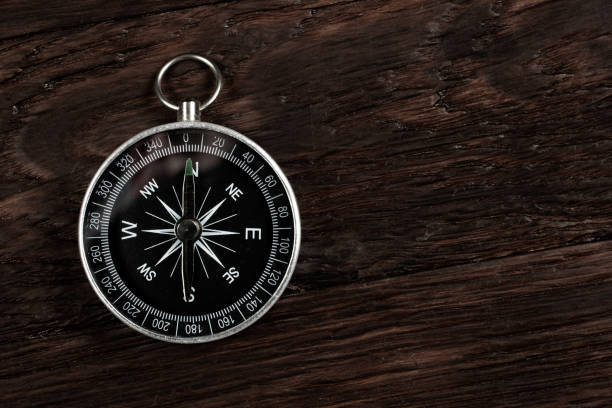 istock Vintage retro compass on wooden background 1733041473