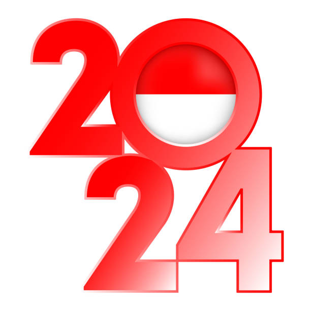 istock Happy New Year 2024 banner with Indonesia flag inside. Vector illustration. 1733044805