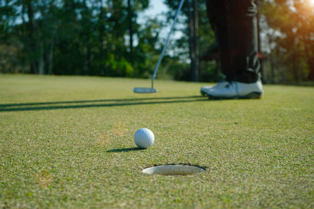istock Golfer playing golf in beautiful golf course in the evening golf course with sunshine 1733046446