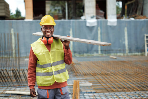 istock Portrait of young construction worker posing for a shot on construction site 1733049379