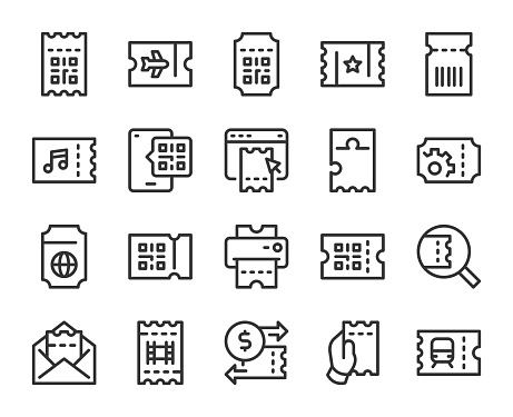 Ticket Line Icons Vector EPS File.