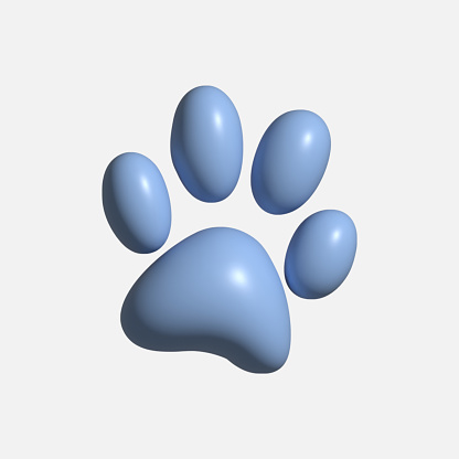 3D Realistic Paw Print Icon Vector Illustration