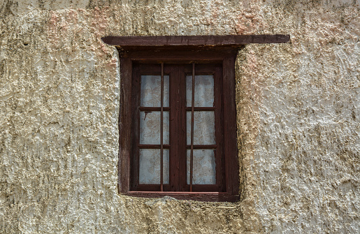 Window of Tibetan house at mountain village in Leh, India.