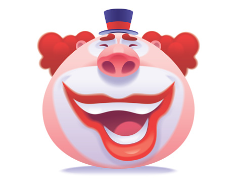 vector illustration of happy clown laughing icon