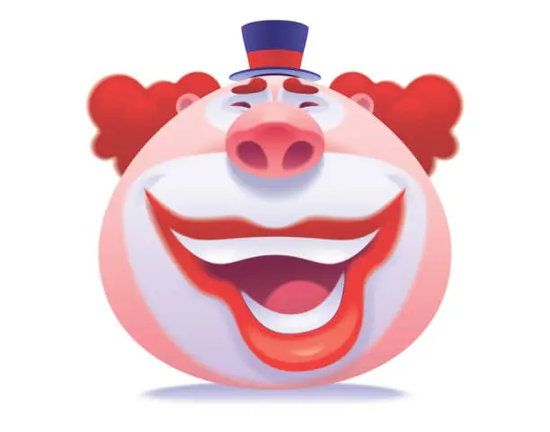Vector illustration of happy clown laughing icon