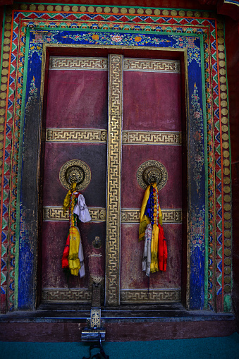 One of the doors in the inner courtyard of the palace at Jaipur. This is the Lotus door.