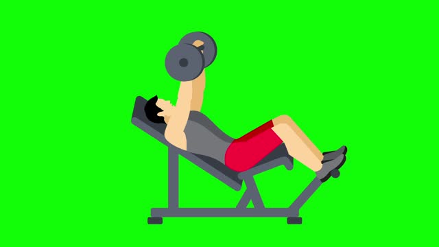 Man doing exercise with barbell 4K animation. Bodybuilder lifting a heavy barbell.