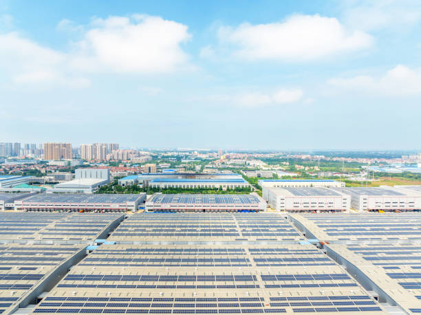 istock Solar power station on top of industrial building 1733104231