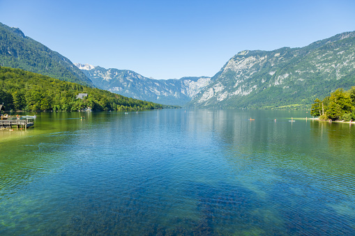 View on the waterside of lake Schliersee - Bavaria Germany