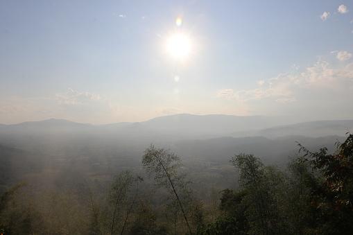 Sunrise view on the mountains of northern Thailand