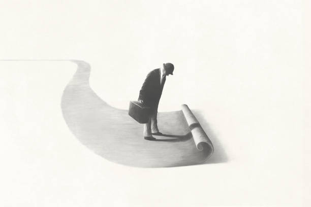istock Illustration of man's surreal path, life abstract concept 1733157033