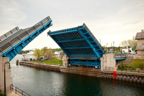 This drawbridge is on the Pine River, which connects Lake Michigan to Round Lake.