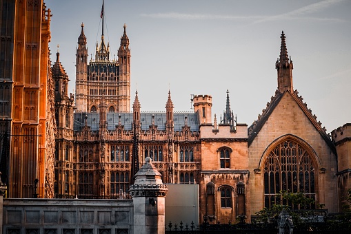 A scenic view of the Houses of Parliament in London, England