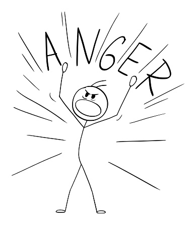 Angry Figure Person Showing Anger Vector Cartoon Stick Figure Illustration Stock ...