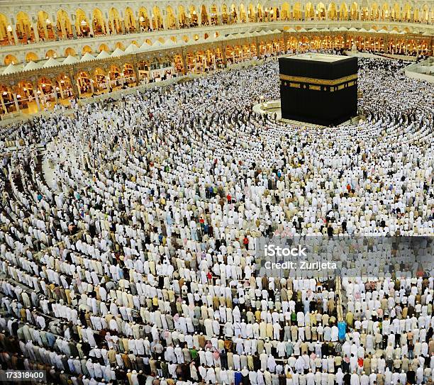 Makkah Kaaba And People Comming For Hajj Stock Photo - Download Image Now - Crowd of People, Mecca, Prostration