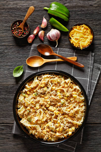 istock Creamy Corn Casserole with Sausage in baking dish 1733191900