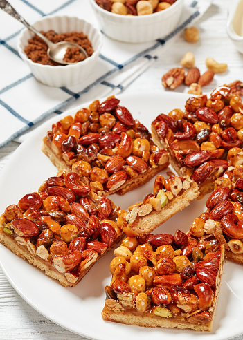 istock toffee mixed nuts shortbread bars on white plate 1733194740