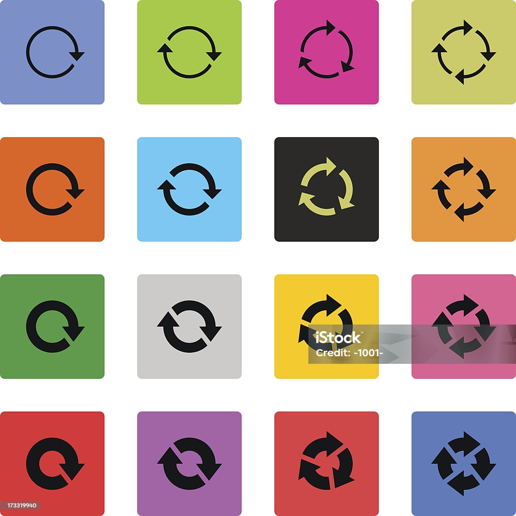 Seta Redefinir recarregar rotação botão de ícone de quadrado cor de renovação - Vetor de Amarelo royalty-free