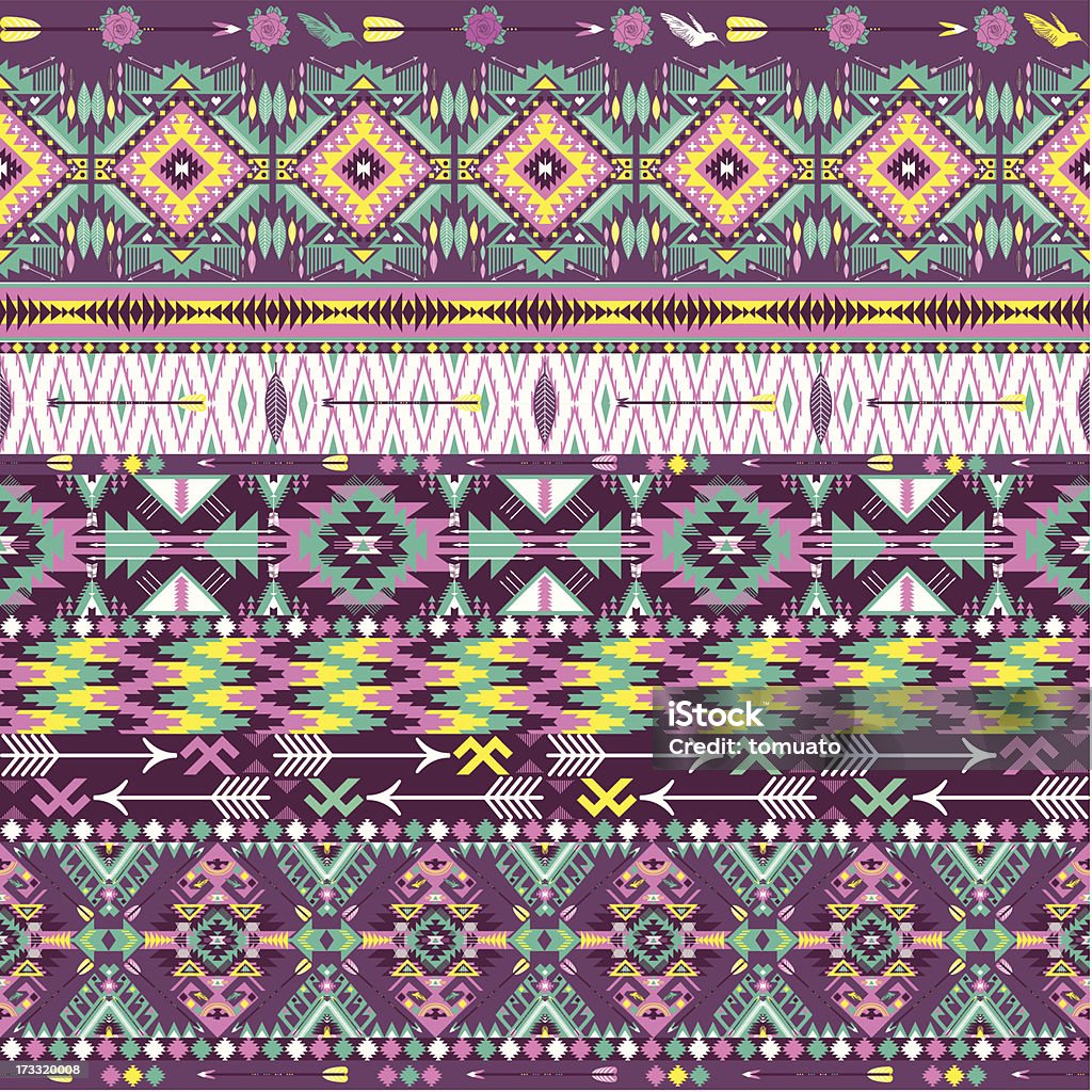 Sem costura padrão Asteca colorido geométrica - Royalty-free Abstrato arte vetorial
