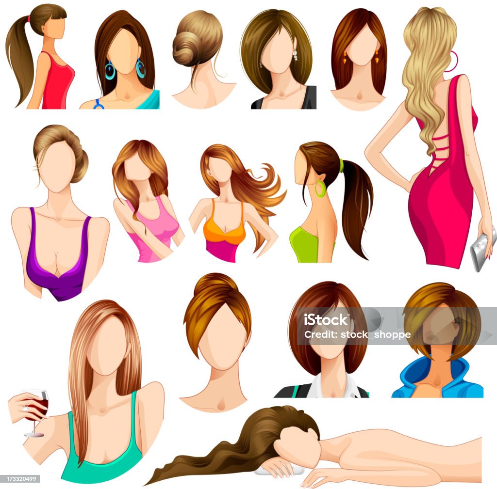 Женщины волосы стиль - Векторная графика Векторная графика роялти-фри