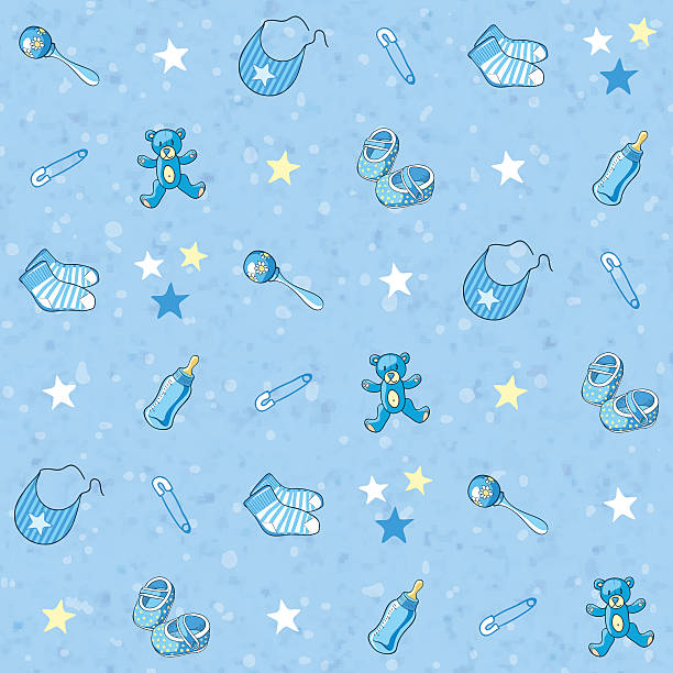 illustrazioni stock, clip art, cartoni animati e icone di tendenza di seamless pattern di bambino ragazzo - backgrounds party birthday announcement message