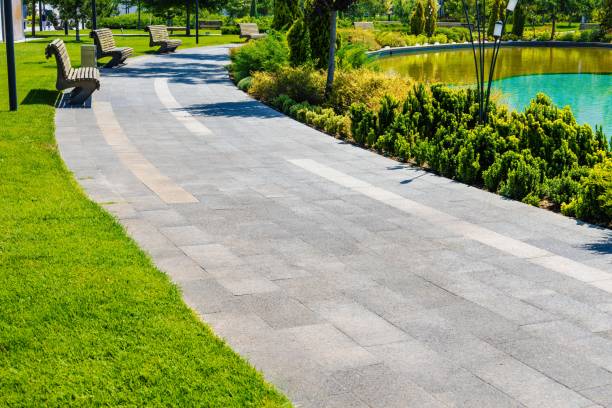 istock Background landscape with a path in the park in spring or summer with a lawn for a walk 1733205377