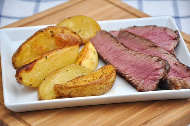 istock juicy steak with potato wedges 173322550