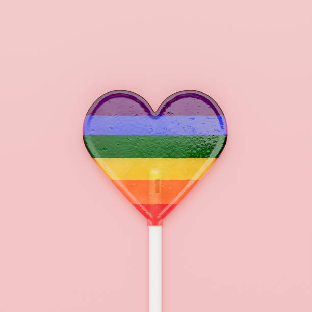 heart lollipop with LGBT colors