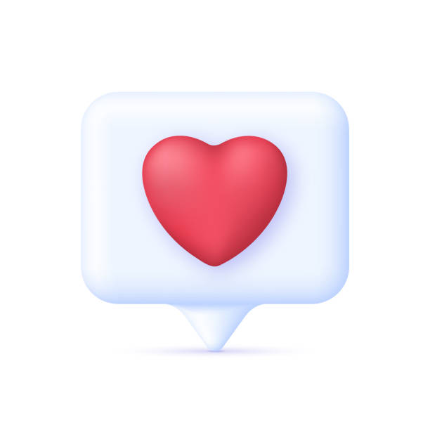 istock 3D Social media notification love like heart icon. Message dialog button with red heart. Red speech bubble with heart. 1733270598
