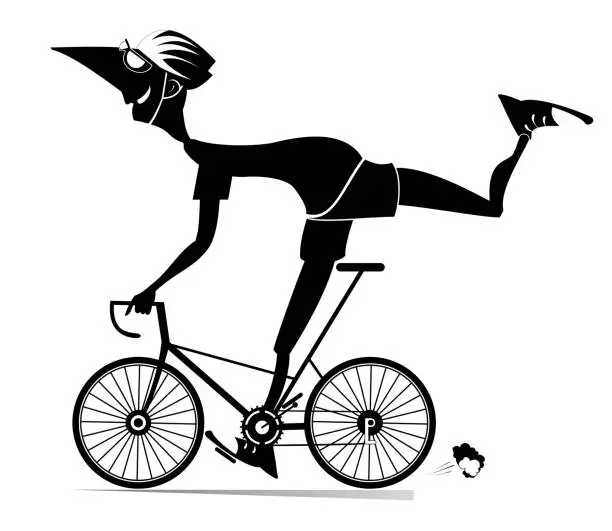 Vector illustration of Cycling. Young man rides a bike