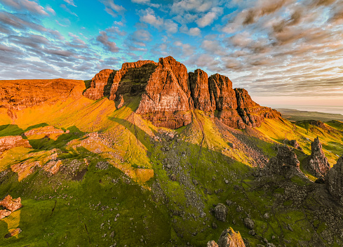 Drone View Over Old Man Of Storr, Isle Of Skye, Scotland