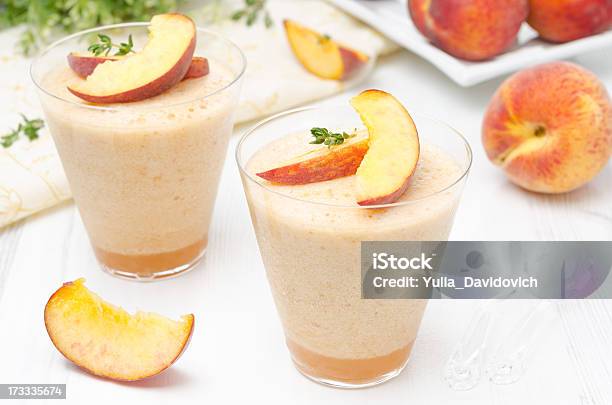 Peach Souffle In Glasses Stock Photo - Download Image Now - Cream - Dairy Product, Dessert - Sweet Food, Dessert Souffle