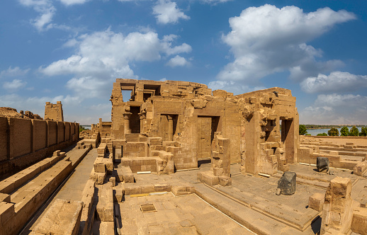 Panoramic view Kom Ombo temple in Kom Ombo town, egypt. This temple is dedicated to the hawk god Horus and the crocodile god Sobek.