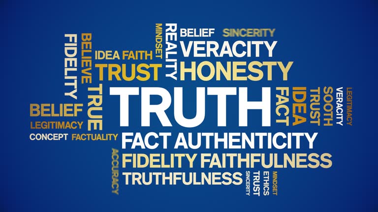 Truth animated word cloud,animation text tag kinetic typography seamless loop.