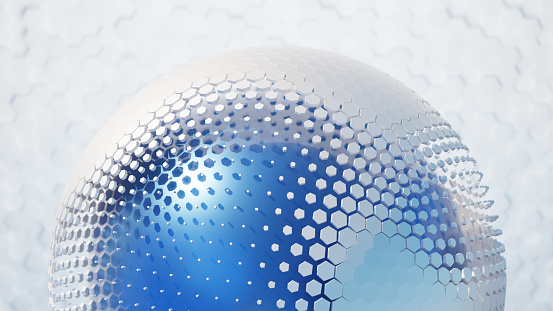 Abstract digital background. 3D sphere made with a hexagonal 3d elements.