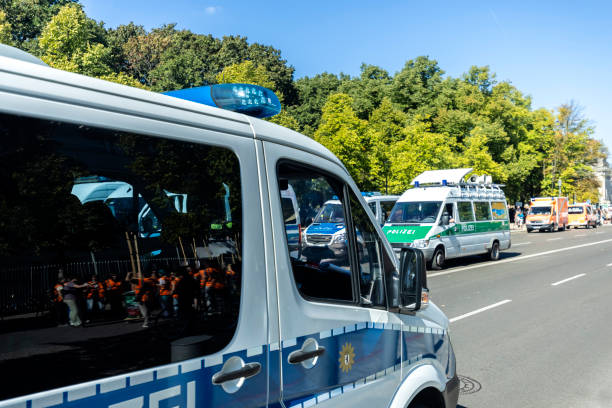 istock Police cars on demonstration in Germany 1733414150