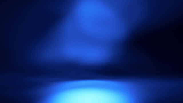 Empty space 3d render abstract background with bright blue moving lights.