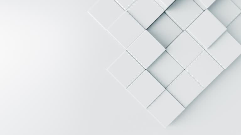 White 3d abstract background. Cubes animation.