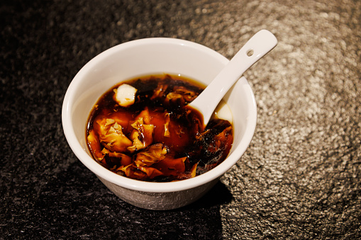 a soup made of seaweed and beef. traditional Korean food