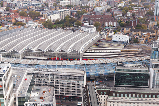 London city bird eye view with Waterloo Station on a daytime